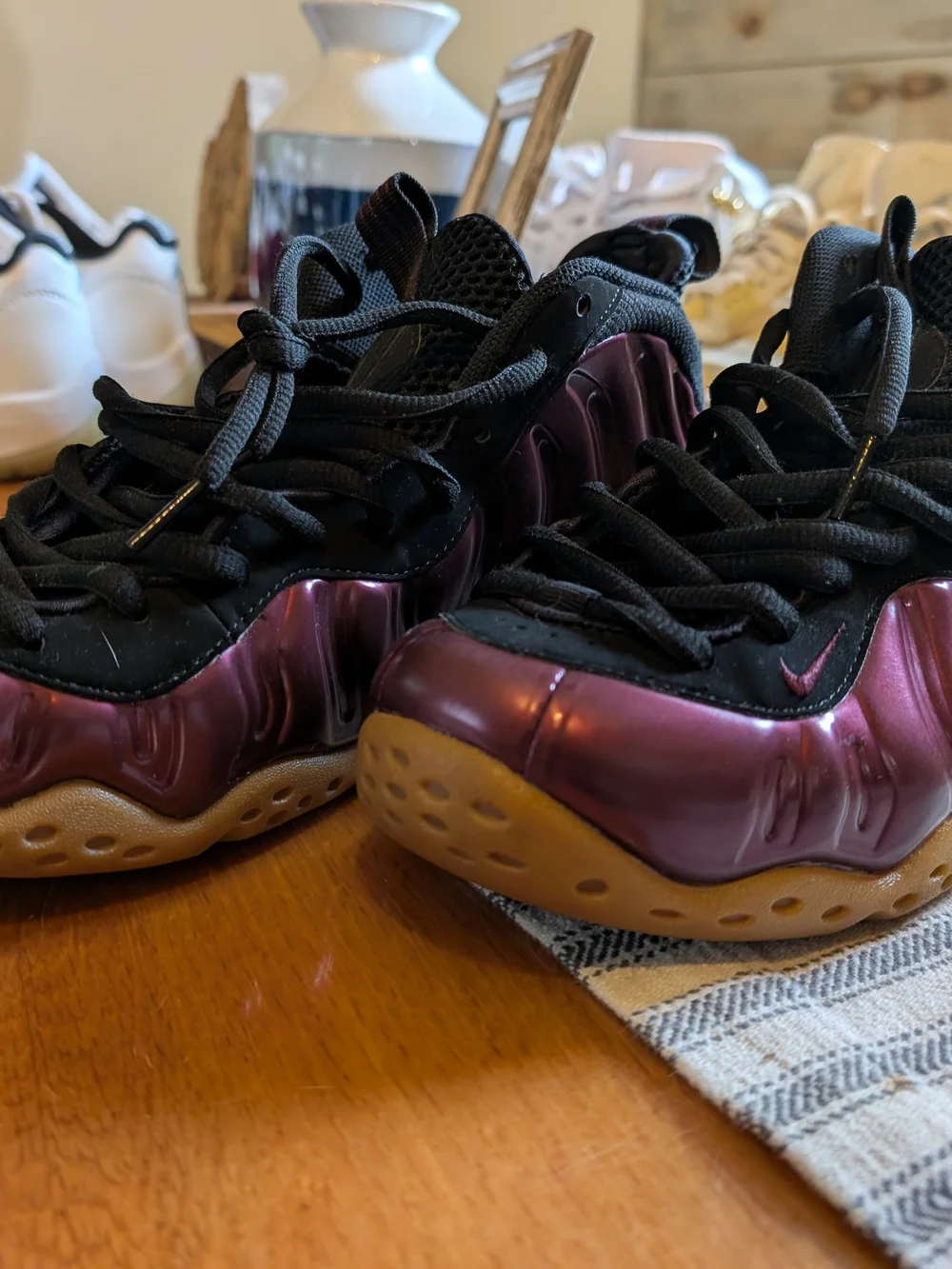 Nike Kids' Metallic Purple Foamposite Shoes with Black Accents